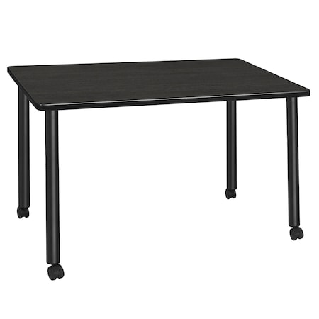 Kee Mobile Tables, 42 W, 24 L, 29 H, Wood, Metal Top, Ash Grey